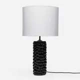 Table lamp by Pamela Sunday for Studio Van den Akker, c. 2010, glazed stoneware, paper shade, acrylic diffuser shade, sold Jan 2026