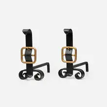 Jacques Adnet, Andirons, pair, iron