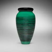 Toots Zynsky, Chiacchiera vase, 1988, incamiciato glass with applied threading