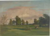 Otto Modersohn, Abendwiesen bei Fischerhude, 1938, Öl auf Leinwand