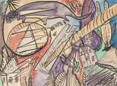 Yefim Golyshev, Berlin Steglitz, 1918, Tusche und Aquarell auf festem Papier