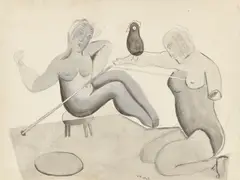 Victor Brauner, Ohne Titel, 1928, Tuschfeder und Gouache auf leichtem Karton