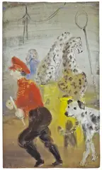 Josef Hegenbarth, Dompteur mit Leoparden und Dogge, 1943, Gouache auf leichtem Schoellershammer-Karton