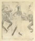 Emil Nolde, Junger Fürst und Tänzerinnen, 1918, Radierung und Tonätzung auf Velin
