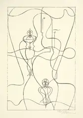 Figurenplan by Oskar Schlemmer, 1919, Lithographie auf gelblichem Papier, sold Nov 2009
