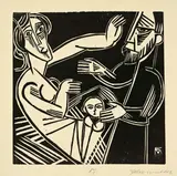 Holzschnitte by Conrad Felixmüller, 1918, Original-Kartonmappe mit 6 Holzschnitten auf Bütten, sold May 2008