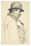 Adolph von Menzel, Mann mit Hut im Profil nach rechts