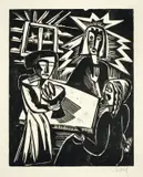 Christus bei Maria und Martha by Karl Schmidt-Rottluff, 1919, Holzschnitt auf Velin, sold Nov 2008