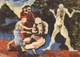 Wilhelm Morgner, Jesus, 1914, Aquarell über Kohle auf Papier