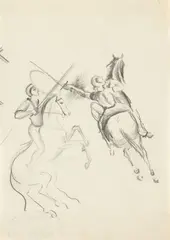 August Macke, Wettkampf zu Pferde, 1911, Bleistift auf Papier