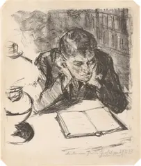 Max Beckmann, Lesender Mann II (Selbstbildnis), 1912, Lithografie auf dünnem Japan