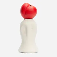 Wade Tullier, Owl Figure with Fruit (White), 2021, glazed stoneware