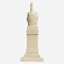 Maurizio Cattelan, L.O.V.E. sculpture, 2018, cast concrete