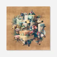 Cinta Vidal Agulló, Together Alone, 2016, offset lithograph in colors on birch panel