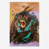 Bianca Fields, Stank and Stung, 2021, acrylic, oil, and spray paint on yupo paper mounted to panel