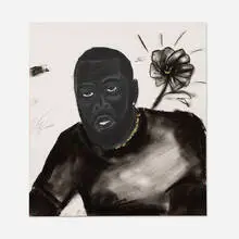 Jammie Holmes, Untitled, 2022, charcoal, ink and gold leaf on paper
