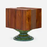 Phillip Lloyd Powell, Rotating cabinet, c. 1965, walnut, carved and painted wood, cane, felt