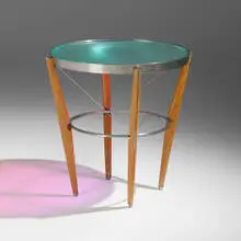 James Carpenter, Luminous Round table, 1992, cherry, stainless steel, glass, dichroic glass