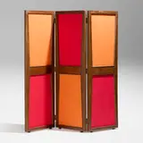 Folding screen from the Administrative Buildings, Chandigarh by Pierre Jeanneret, c. 1957, teak, linen, brass, sold May 2025