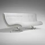 Vladimir Kagan, Unicorn sofa, upholstery, cast aluminum
