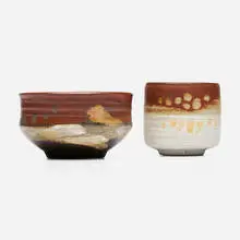 Tea bowl and cup by Charles Higa, glazed stoneware, sold Apr 2025