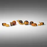 Hans Weissflog, Collection of eleven boxes, African blackwood, amboyna burl, boxwood, purpleheart, maple