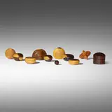 Hans Weissflog, Collection of eleven boxes, boxwood, ebony, African blackwood, rosewood, amboyna burl, various exotic woods
