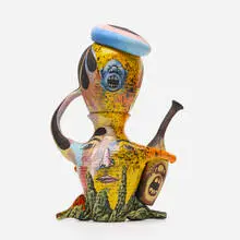 Untitled (from the New World series) by Michael Lucero, 1992, glazed and hand-painted earthenware, sold Apr 2025