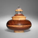 Michael Mode, Lidded vessel, 1992, maple, walnut, quartz, ebony