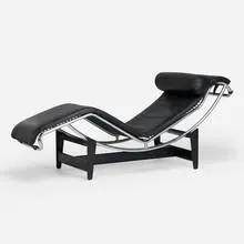 LC4 chaise lounge, model B306 by Pierre Jeanneret and Le Corbusier Charlotte Perriand, chrome-plated and enameled steel, leather, cowhide, rubber, sold Jan 2026