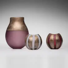 Adam Aaronson, Vases, set of three, 2003, 2004, hand-blown glass, silver
