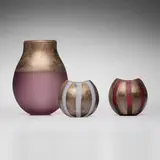 Adam Aaronson, Vases, set of three, 2003, 2004, hand-blown glass, silver