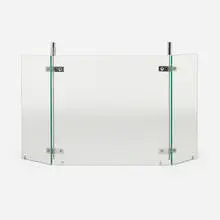 attribution Jacques Adnet, Firescreen, c. 1955, tempered glass, chrome-plated steel and brass