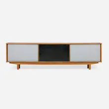 Jean Domps, Cabinet for Cité Universitaire, Antony, France, c. 1955, oak, lacquered wood