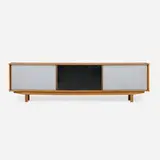 Jean Domps, Cabinet for Cité Universitaire, Antony, France, c. 1955, oak, lacquered wood