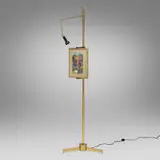 Chapman Manufacturing Company, Easel floor lamp, 1972, brass, enameled aluminum