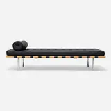 Barcelona daybed by Ludwig Mies van der Rohe, leather, oak, chrome-plated stainless steel, sold Jan 2026