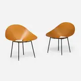 Roger McLay, Kone chairs, pair, 1948, beech plywood, enameled steel