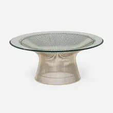 Warren Platner, Coffee table, chrome-plated steel, glass
