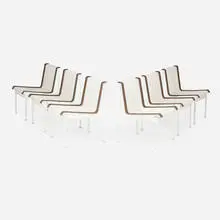 Richard Schultz, 1966 dining chairs, set of six, enameled aluminum, nylon, vinyl