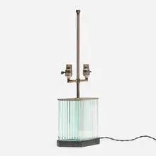 Fontana Arte, Table lamp, 1937, glass, nickel-plated brass, lacquered wood
