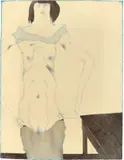 Horst Janssen, Die obszöne Apachin, 1966, Farbstift und Bleistift auf Velin