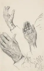 Adolph von Menzel, Handstudien, 1892, Bleistift und Kohle auf Papier