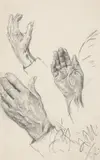 Adolph von Menzel, Handstudien, 1892, Bleistift und Kohle auf Papier