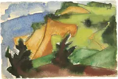 Max Kaus, Steilküste von Hiddensee, 1922, Aquarell über Bleistift auf leichtem Karton (Postkarte)