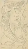 Max Beckmann, Frau im Halbprofil und Mann im Profil nach links im Café“. Anfang 1920er-Jahre