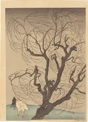 Emil Orlík, Ein Windstoß, 1901, Farbholzschnitt auf Japan