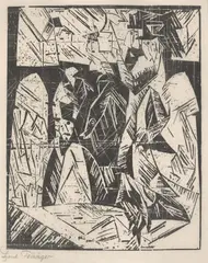 Lyonel Feininger, Spaziergänger (Promenade), 1918, Holzschnitt auf Papier