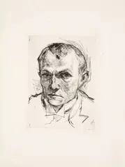 Max Beckmann, Selbstbildnis, 1914, Kaltnadel auf Velin