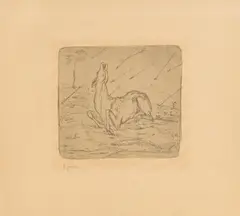Franz Marc, Sterbendes Reh, 1908, Lithografie auf bräunlichem Bütten
